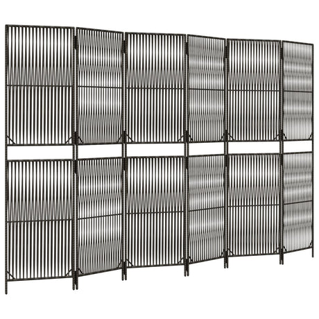 Vidaxl kamerscherm 6 panelen poly rattan grijs
