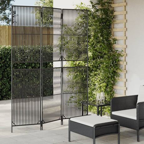 Vidaxl kamerscherm 3 panelen poly rattan zwart
