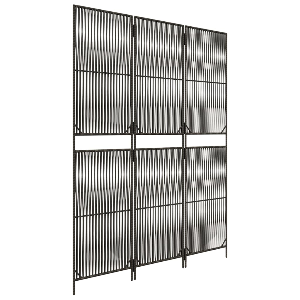Vidaxl kamerscherm 3 panelen poly rattan grijs