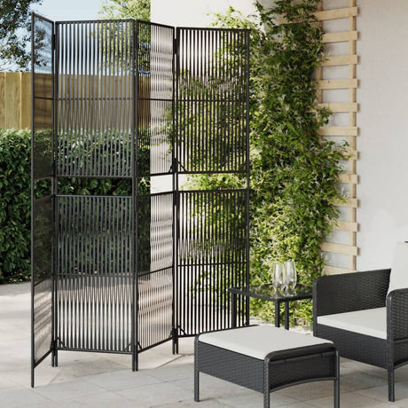 Vidaxl kamerscherm 4 panelen poly rattan zwart