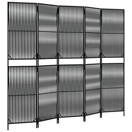 Vidaxl kamerscherm 5 panelen poly rattan zwart