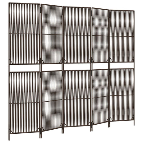 Vidaxl kamerscherm 5 panelen poly rattan bruin