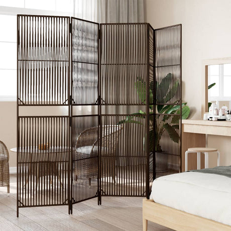 Vidaxl kamerscherm 5 panelen poly rattan bruin