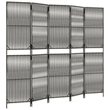 Vidaxl kamerscherm 5 panelen poly rattan grijs