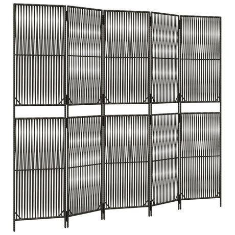 Vidaxl kamerscherm 5 panelen poly rattan grijs