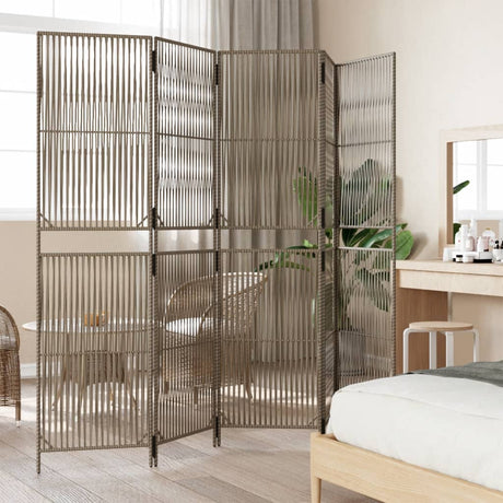 Vidaxl kamerscherm 5 panelen poly rattan grijs