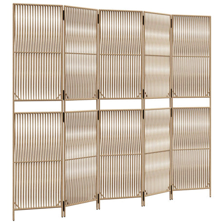 Vidaxl kamerscherm 5 panelen poly rattan beige