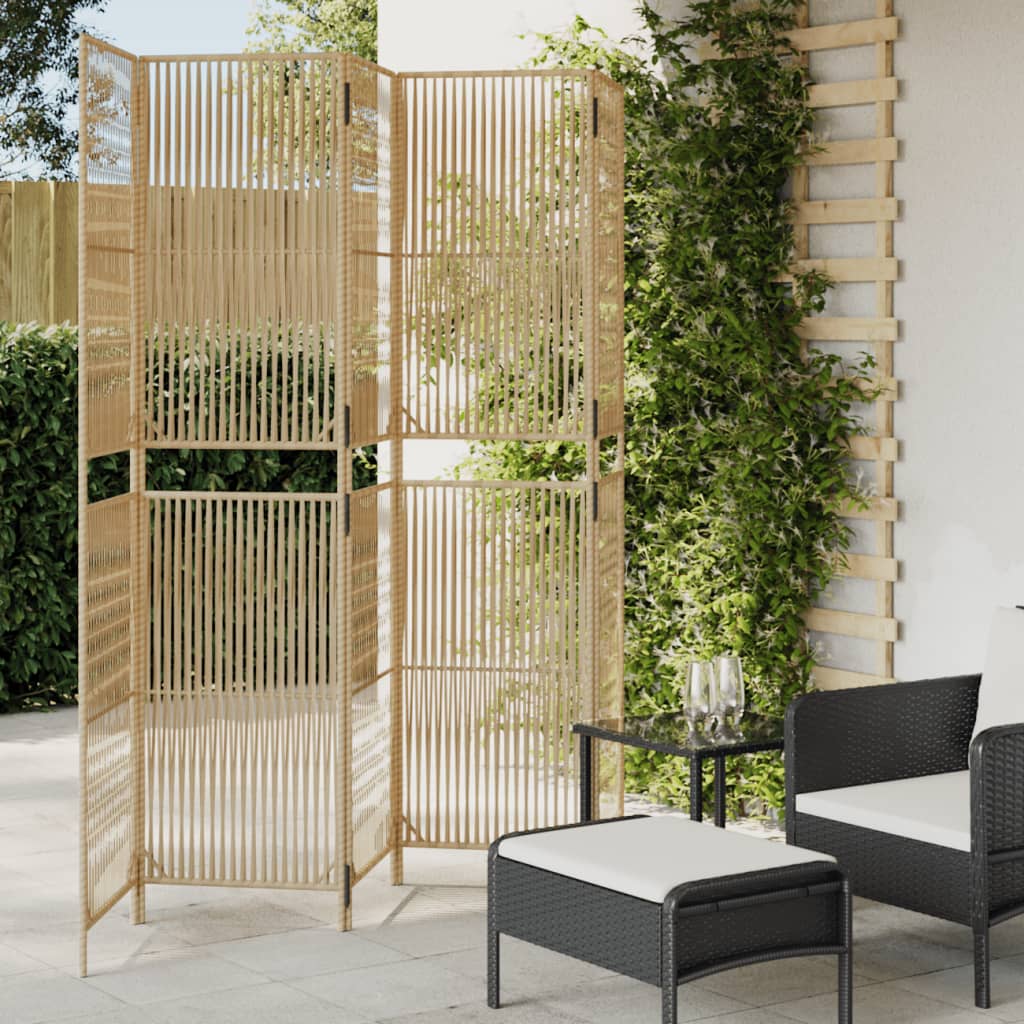 Vidaxl kamerscherm 5 panelen poly rattan beige