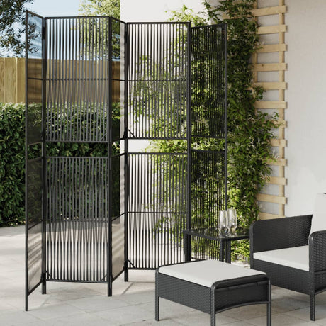 Vidaxl kamerscherm 6 panelen poly rattan zwart