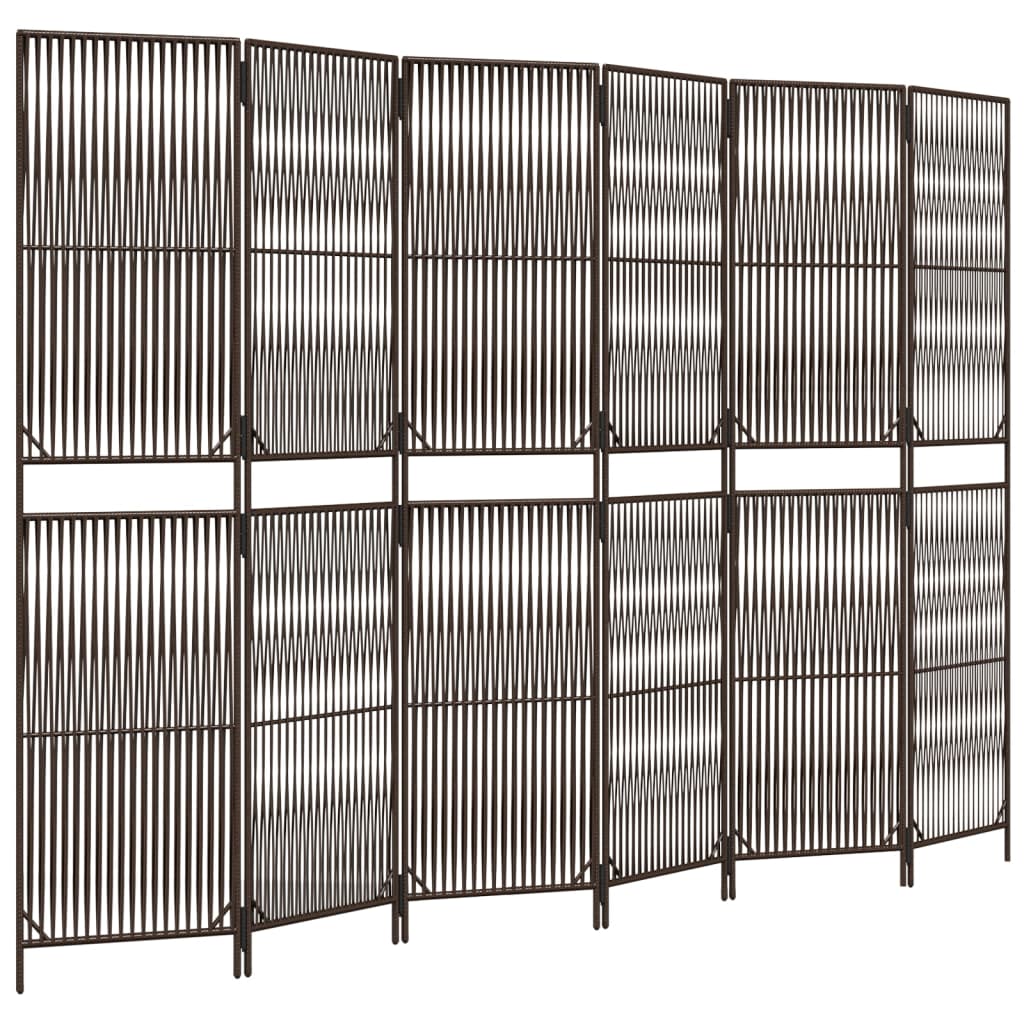 Vidaxl kamerscherm 6 panelen poly rattan bruin