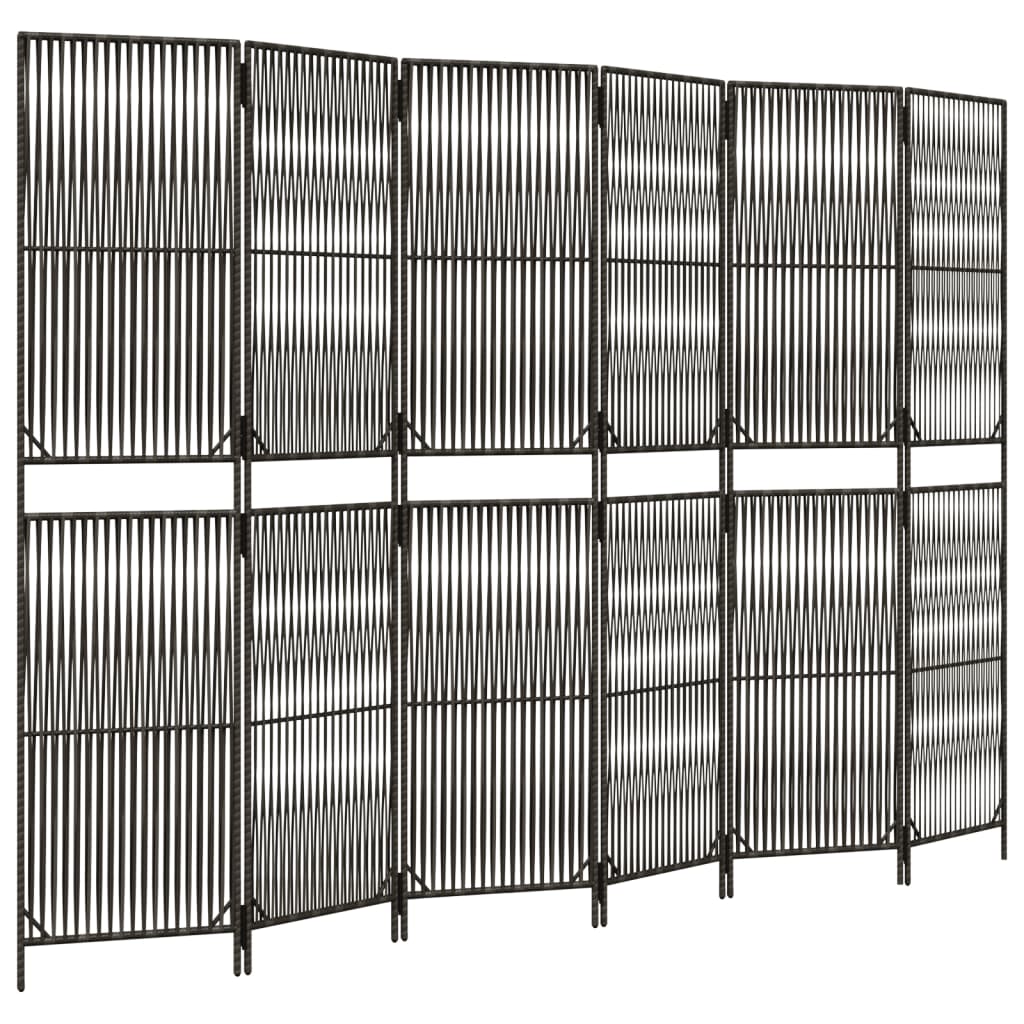 Vidaxl kamerscherm 6 panelen poly rattan grijs