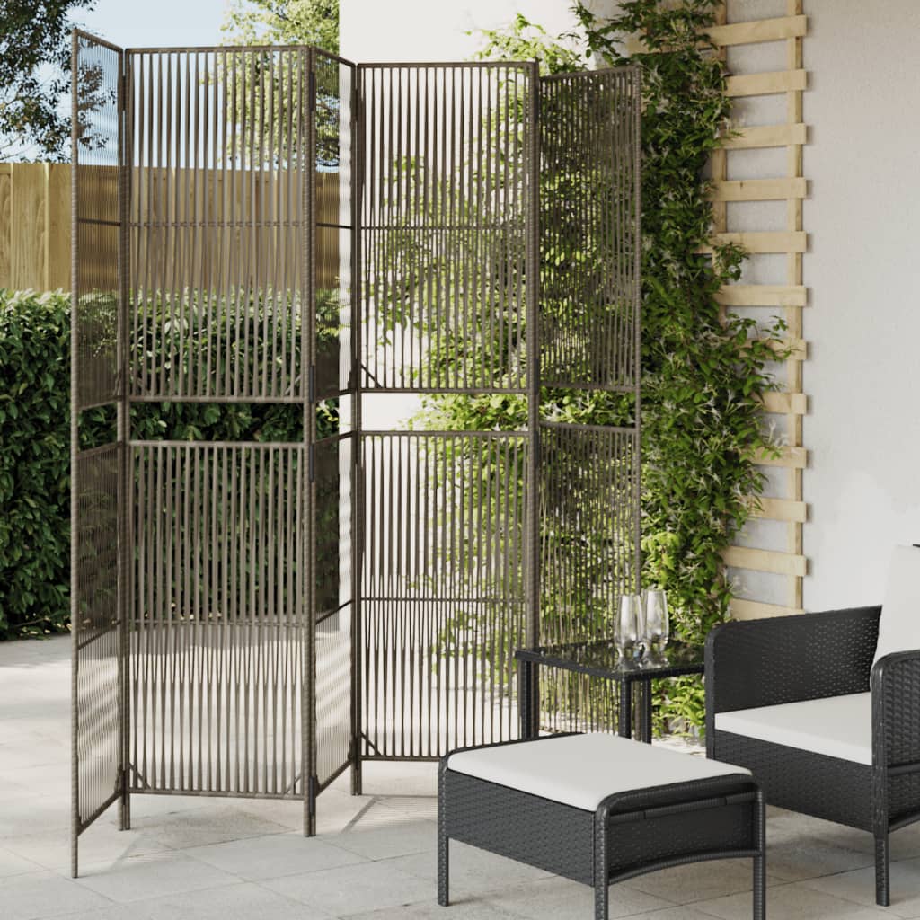 Vidaxl kamerscherm 6 panelen poly rattan grijs
