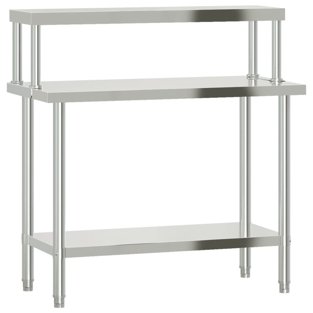Vidaxl keukenwerktafel met bovenschap 110x55x120 cm roestvrij staal