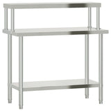 Vidaxl keukenwerktafel met bovenschap 110x55x120 cm roestvrij staal