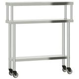 Vidaxl keukenwerktafel met bovenschap 110x30x120 cm roestvrij staal