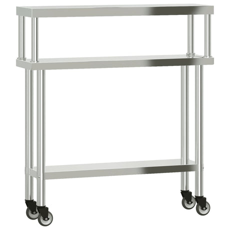 Vidaxl keukenwerktafel met bovenschap 110x30x120 cm roestvrij staal