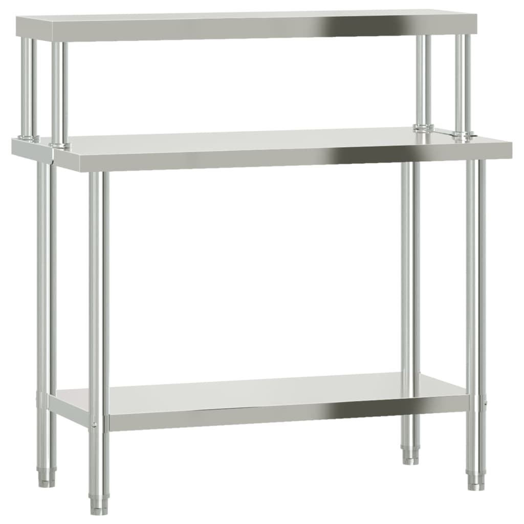 Vidaxl keukenwerktafel met bovenschap 110x55x120 cm roestvrij staal
