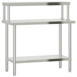 Vidaxl keukenwerktafel met bovenschap 110x55x120 cm roestvrij staal