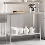 Vidaxl keukenwerktafel met bovenschap 110x55x120 cm roestvrij staal