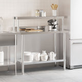 Vidaxl keukenwerktafel met bovenschap 110x55x120 cm roestvrij staal