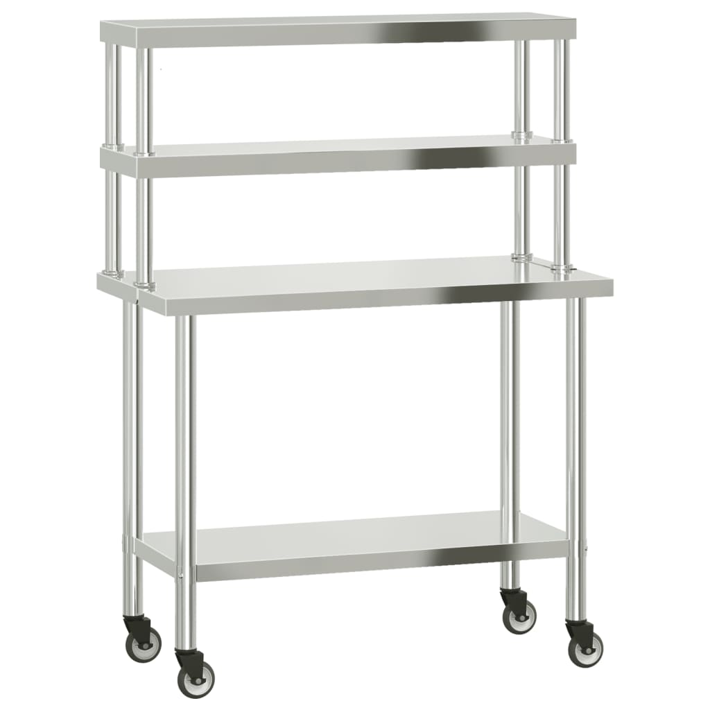 Vidaxl keukenwerktafel met bovenschap 110x55x150 cm roestvrij staal