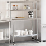 Vidaxl keukenwerktafel met bovenschap 110x55x150 cm roestvrij staal