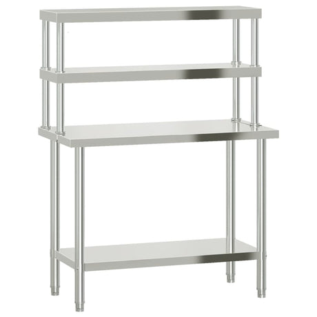 Vidaxl keukenwerktafel met bovenschap 110x55x150 cm roestvrij staal