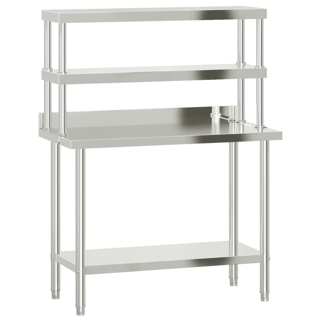Vidaxl keukenwerktafel met bovenschap 110x55x150 cm roestvrij staal