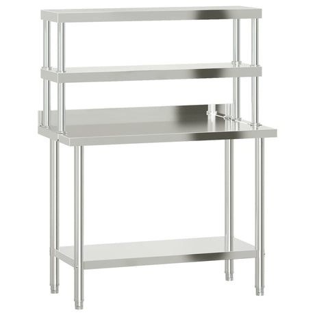 Vidaxl keukenwerktafel met bovenschap 110x55x150 cm roestvrij staal