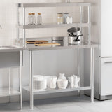 Vidaxl keukenwerktafel met bovenschap 110x55x150 cm roestvrij staal