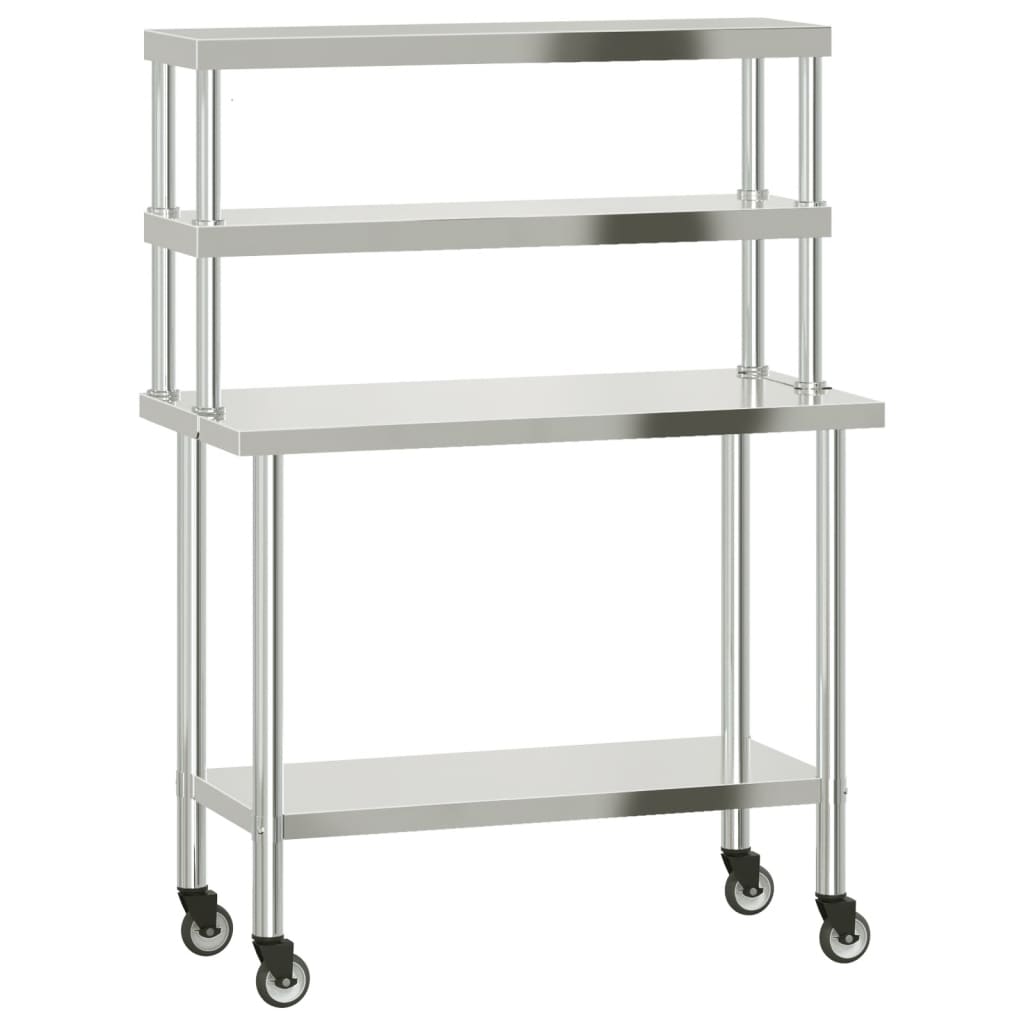 Vidaxl keukenwerktafel met bovenschap 110x55x150 cm roestvrij staal