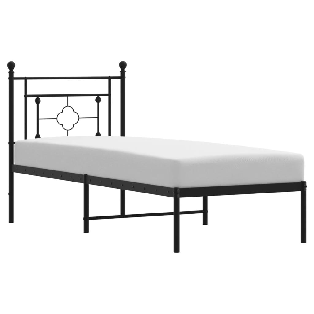 Vidaxl bedframe met hoofdbord metaal zwart 75x190 cm