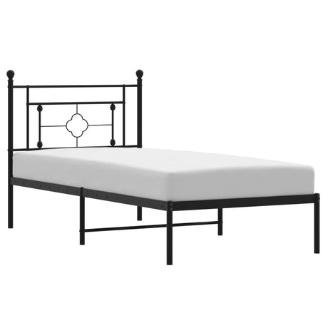 Vidaxl bedframe met hoofdbord metaal zwart 90x190 cm