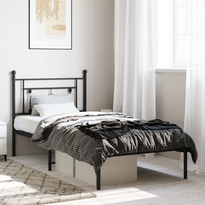 Vidaxl bedframe met hoofdbord metaal zwart 90x190 cm