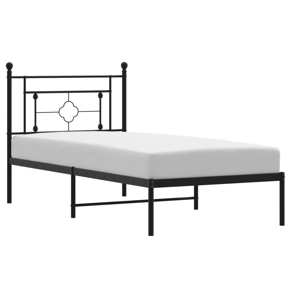 Vidaxl bedframe met hoofdbord metaal zwart 90x200 cm