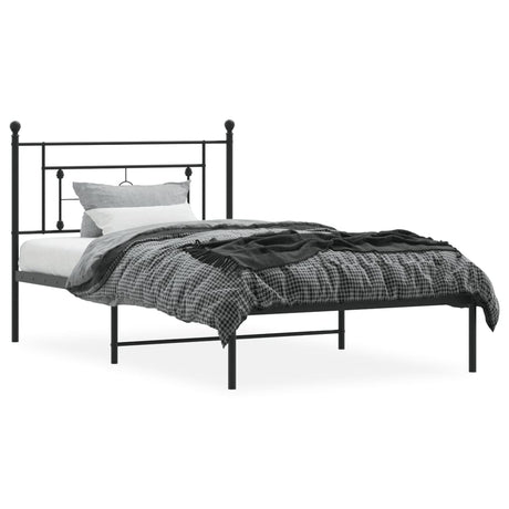 Vidaxl bedframe met hoofdbord metaal zwart 107x203 cm