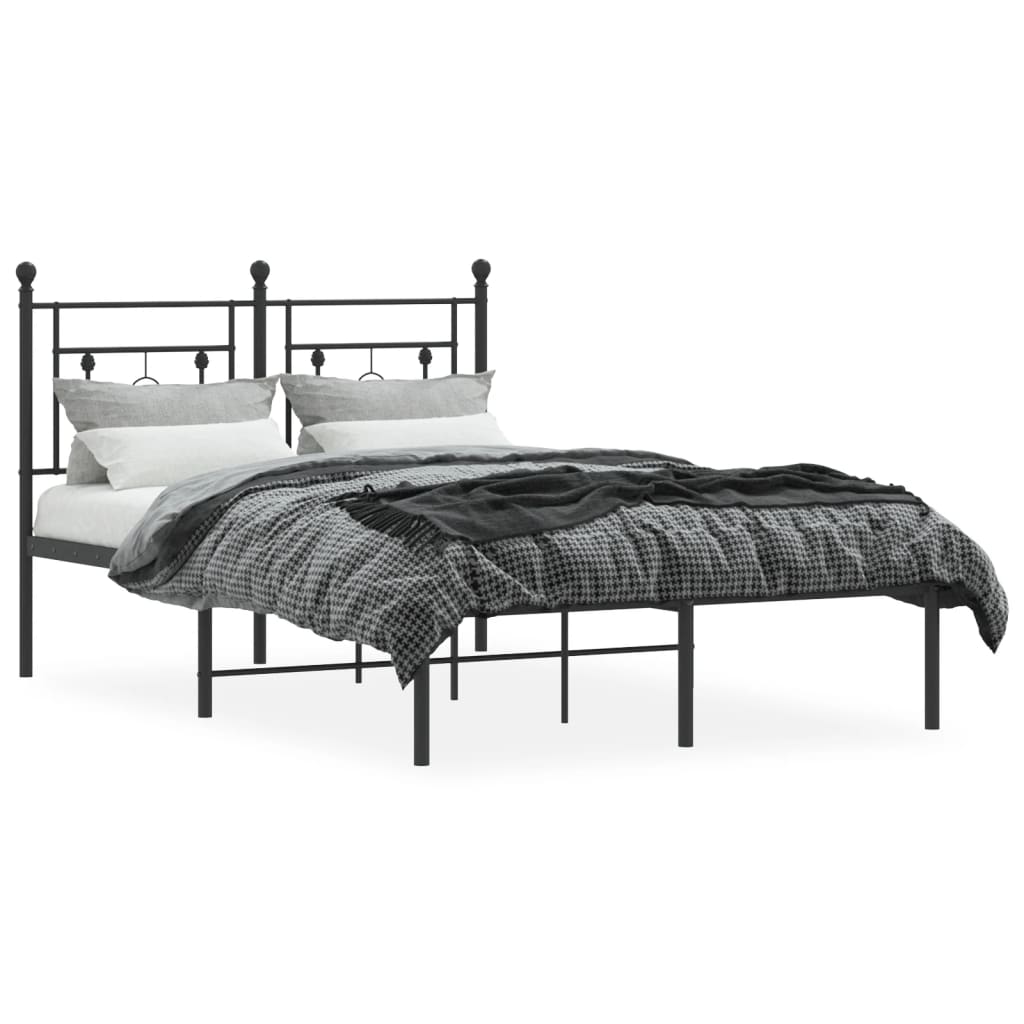 Vidaxl bedframe met hoofdbord metaal zwart 120x200 cm