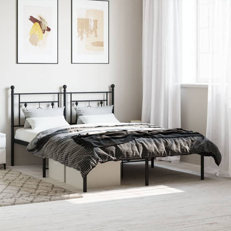 Vidaxl bedframe met hoofdbord metaal zwart 135x190 cm