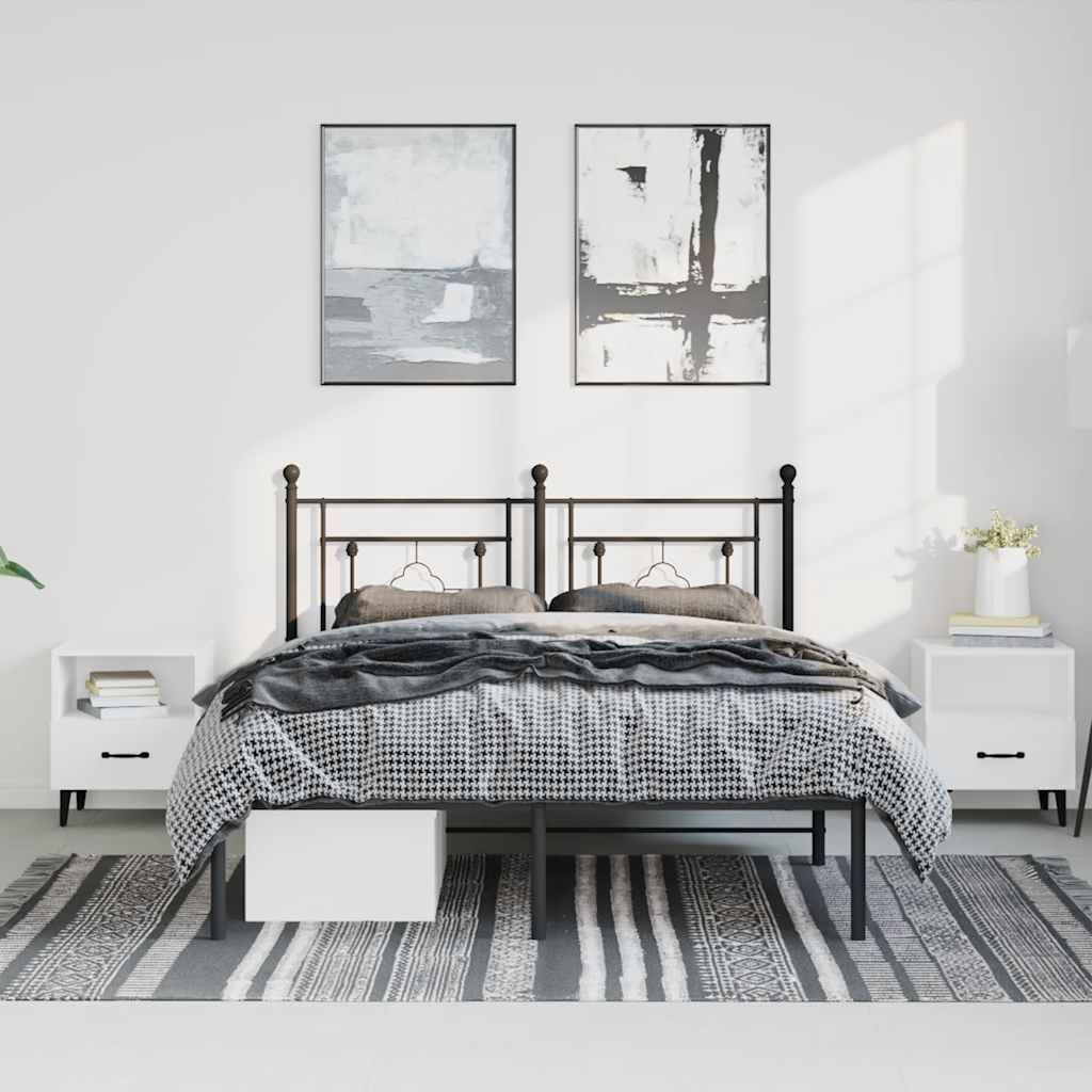 Vidaxl bedframe met hoofdbord metaal zwart 150x200 cm