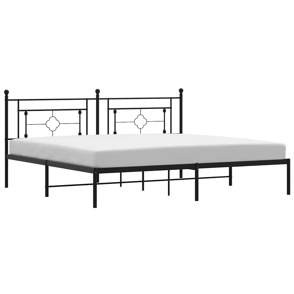 Vidaxl bedframe met hoofdbord metaal zwart 193x203 cm