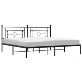 Vidaxl bedframe met hoofdbord metaal zwart 200x200 cm