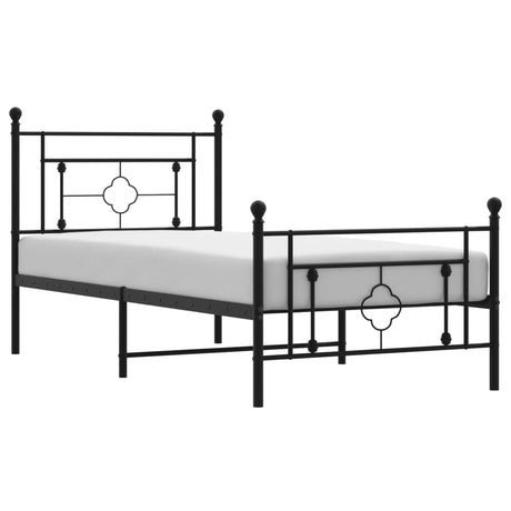 Vidaxl bedframe met hoofd- en voeteneinde metaal zwart 90x190 cm