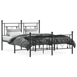 Vidaxl bedframe met hoofd- en voeteneinde metaal zwart 135x190 cm