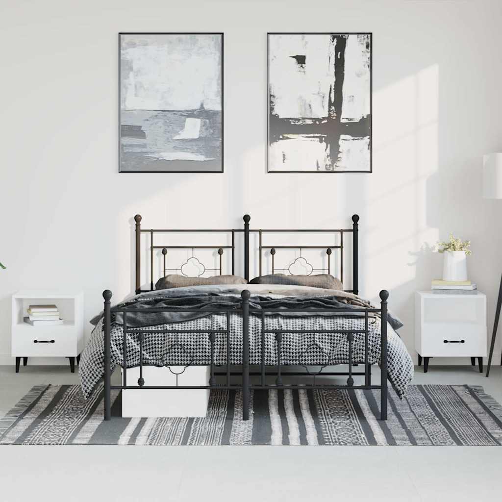 Vidaxl bedframe met hoofd- en voeteneinde metaal zwart 193x203 cm