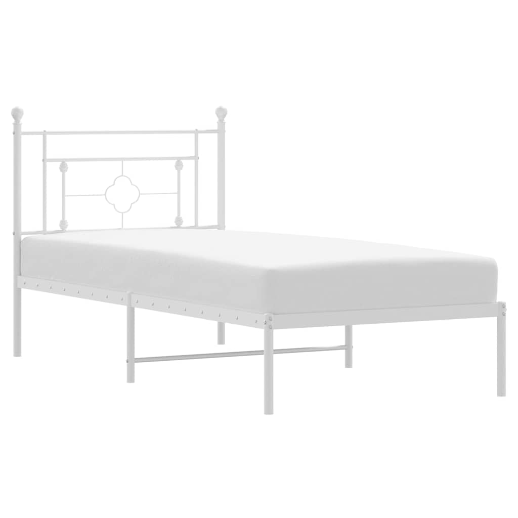 Vidaxl bedframe met hoofdbord metaal wit 100x200 cm