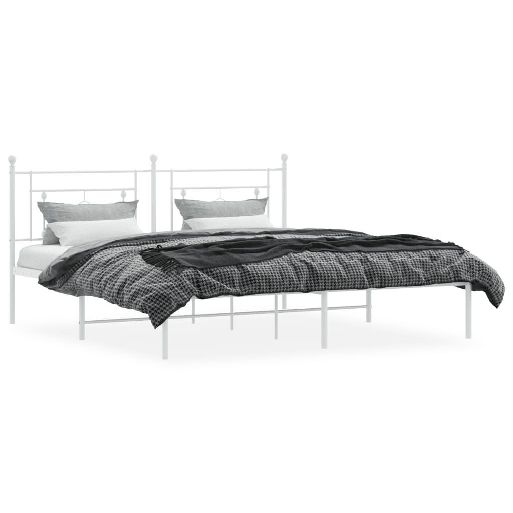 Vidaxl bedframe met hoofdbord metaal wit 183x213 cm
