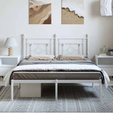 Vidaxl bedframe met hoofdbord metaal wit 193x203 cm