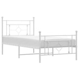 Vidaxl bedframe met hoofd- en voeteneinde metaal wit 100x190 cm
