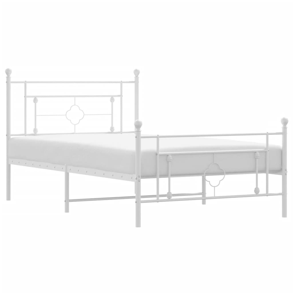 Vidaxl bedframe met hoofd- en voeteneinde metaal wit 107x203 cm