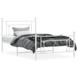Vidaxl bedframe met hoofd- en voeteneinde metaal wit 107x203 cm